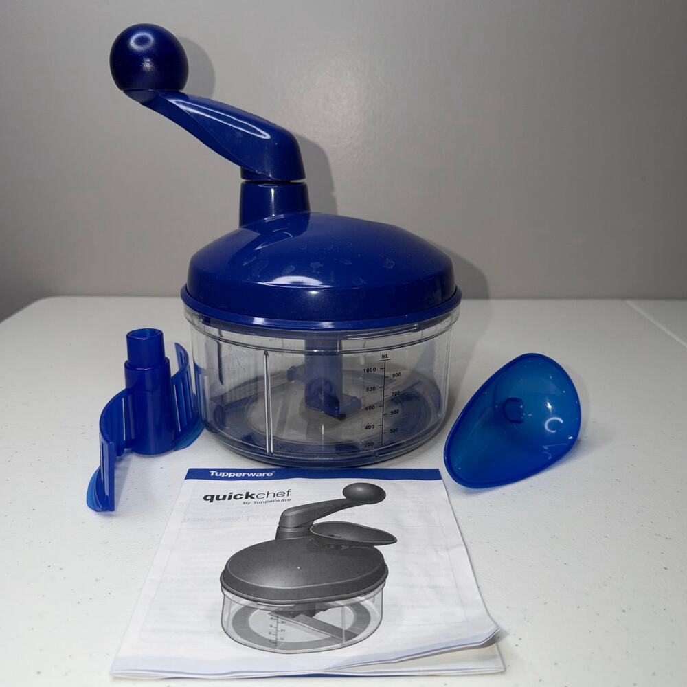 Tupperware Quick Chef Manual Food Processor Chopper Mixer 4 Cups Blue